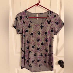 Lularoe Irma Disney Minnie Mouse gray purple topShirt size XXS